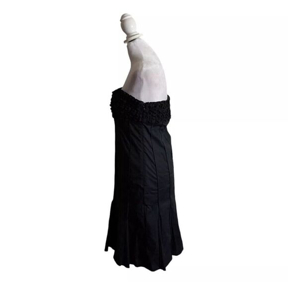 Venus Black Strapless Pleated Midi Dress Y2K Style Womens Designer US Size 6 - Picture 3 of 7